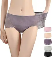 [YIONTAN] Women's Lace and Modal Panties Soft & Thin No Show Underwear 5-Pack