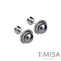 在飛比找momo購物網優惠-【TiMISA】珍心真意 純鈦耳環一對(黑珍珠)