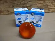 2 Pack 120 Watt BR40 Long Life Rough Service Amber Ambiance Mood Light Bulb