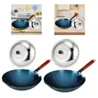 Wok Pan Traditional Chinese Wok for Induction Cooker Multipurpose Cookware No