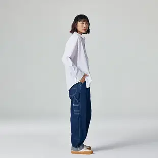 Lee 男女同款 寬鬆版 胸前口袋小LOGO 直條紋長袖休閒襯衫 | Modern & FITS’ EM ALL
