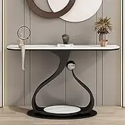 HOLGVE Console Table, Entryway Table, Decor Hallway Table, Sofa Table, Rock Board Behind Couch Table, Contemporary Accent Table for Foyer, Living Room(Black-A,59inch/150cm)