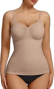[SHAPERX] Women's Shaping Tank Top Scoop Neck Seamless Tummy Control Camisole