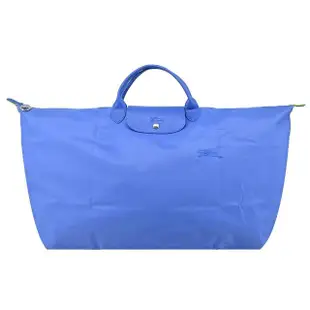 【LONGCHAMP】LE PLIAGE GREEN系列刺繡短把再生尼龍摺疊旅行袋(中/多色選)