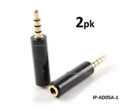 2-PACK 3.5mm (1/8") StereoTRRS 4-Conductor M to F iPhone Headset Black Adapter