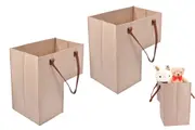 2pcs Stair Basket Durable Felt Step Storage Organizer with Handle for Home Office Decor-Beige