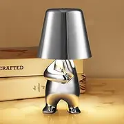 [Blingbin] Bedside Touch Control Table Lamp, Creative Golden Man Decorative Thinker Statue LED Desk Lamp, USB Charging 3 Level Brightness Dimmable Night Light for Bedroom Office Living Room Decor Gift