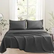Bedlifes 1000 Thread Count 100% Egyptian Cotton California King Size Sheets Set - Sateen Soft Silky Breathable Luxury Cooling 4 Pieces (Dark Grey)