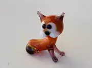 Orange CAT~Collectible Hand Blown Art Glass Figurine~Handmade Tiny Cute Animal