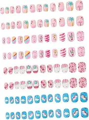 SOESFOUFU Nail Tips Decor for Girls 4 Sets Boys and Girls Manicure Nails Halloween Manicure Supplies Wearable Fake Nails