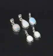 Wholesale 925 5PC Solid Sterling Silver Natural Ethiopian Opal Pendant Lot t061
