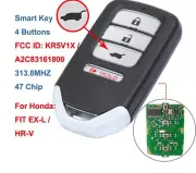 4 Buttons Smart Remote Car Key Fob 313.8Mhz with 47 Chip for Honda
