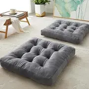 DAWNTREES 2 Pack Floor Cushion,55x55cm Large Square Floor Pillows Seating for Adults,Tufted Corduroy Floor Cushion for Tatami Living Room