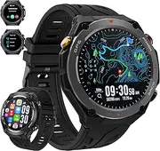 Military Smart Watch with GPS, Pressure/Altitude/Compass, Rugged Smartwatch for Men with 650mAh Extra-Large Battery, Answer/Make Call, 100+ Sports Mode, Metal Body Fitness Tracker for Android iOS
