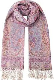 [Umjetnost] Womens Soft Silky Pashmina Rave Scarf Paisley Pattern Pashmina Shawl Wrap with Fringes