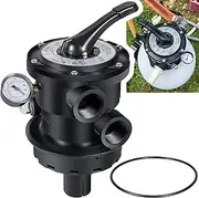 Replacement for Hayward SP0714T VariFlo Top-Mount Multiport Valve for All Hayward Above-Ground Pro and VL Series Sand Filter 1.5-Inch FIP Plumbing 7-Positions Clamp Style Control Valve Upgraded Black