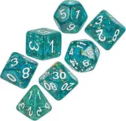 KONTONTY 7pcs Acrylic RPG Board Game 8 Sided Bulk Dices Transparent Number Table Game Role Playing Party Supplies Bulk Blue