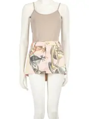 Orb Print Denim Cut Out Foam Skirt