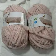 Loops & Threads Cuddly Chenille Eco Yarn Lot 1047 Pink Cherub Jumbo New Lot Of 2