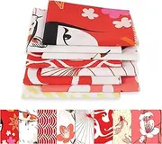 Soimoi 8 Pc Fat Quarter Bundle- Asian Japanese Koi Fish Print 18"x 22" DIY Patchwork- 100% Cotton Pre-Cut Quilting Fabric Red & White