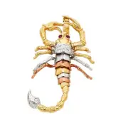 14K Tri Color Gold Cubic Zirconia Scorpion Pendant For Necklace or Chain