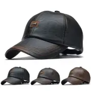 Adjustable Pu Leather Baseball Cap Spring / Autumn Sun Hat