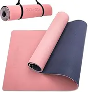 COOLMOON 1/4 Inch Extra Thick Yoga Mat Double-Sided Non Slip,Yoga Mat For Women and Men,Fitness Mats With Carrying Strap,Eco Friendly TPE Yoga Mat, Pilates And Exercises Mat