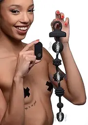 Master Series 21X Dark Rattler Vibrating Silicone Beads with Remote Control for Women Men Couples, Textured Beads for Pleasure & Stimulation, Rechargeable Waterproof G-Spot Adult Sex Toy, Black