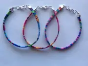 LOT OF 3 AZTEC WOVEN TRIBAL BOHO HIPPIE TRIBAL ETHNO BRACELETS AND ANKLETS