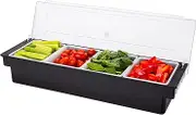 Food & Condiment Dispenser Ice Cooled Condiment Caddy,Cocktailor Condiment Tray Bar Accessories - 4 Chilled Garnish Stations,Salad Bar Container Chilled Garnish tray with lid for Bar Home Restaurant