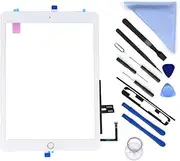 New Touch Screen Digitizer Repair Kit for iPad 9.7" 2018 iPad 6 6th Gen A1893 A1954 Touch Screen Digitizer with Home Button,(Not Include LCD) +Pre-Installed Adhesive + Tools (White)