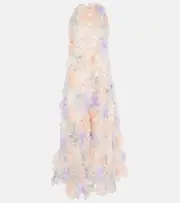 [Susan Fang] Susan Fang Air-Whirl floral-appliqué maxi dress M/L multicoloured