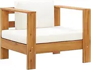 Garden Chair with Cushion Cream Solid Acacia Wood