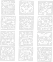 WEKAMOS 12 Pcs Honey Theme Painting Templates Reusable DIY Plastic Stencils for Easy to Clean Lightweight and Durable Craft Supplies for Creative Art Projects