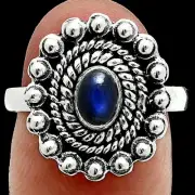 Premium Quality Blue Labradorite - Madagascar 925 Silver Ring s.8 Jewelry R-1124
