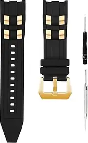 [unilabo] 6977 6981 Rubber Watch Band Compatible for Invicta Pro Diver 6977 6978 6981 6983 6984 6986 6991 6996 26mm Silicone Strap Replacement for men and women wirst watchband (Black Golden Buckle)