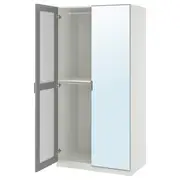 PAX / KAMMARTORP wardrobe combination, white mirror glass/grey, 100x60x201 cm