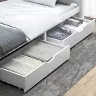 Storage Drawers Trundle for Wooden Bed Frame Base Timber White 2X Oikiture