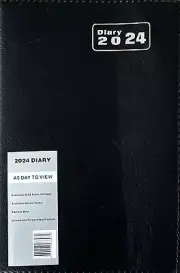 2024 Year Diary A5 Day to A Page BLACK BROWN Diary2024 Jan - Dec