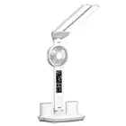 AU Dual-Head Study Lamp With Fan LED Desk Lamp With Clock And Pen Holders Touch