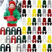 [Toulite] 72 Pcs Kids Hat Scarf Glove Winter Set, Warm Multiple Color Toddler Snow Knit Set for Boys and Girls, Red, Yellow, Black, White, Green, and Grey, /
