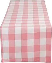 DII Buffalo Check Collection, Classic Farmhouse Table Runner, 14x72, Pink & White