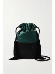 [Hunting Season] Hunting Season - Lola Two-tone Satin Bucket Bag - Green - One size One size Green