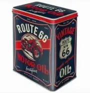 Large Retro Storage Tin Metal Box ROUTE 66 MOTOR OIL Americana Licensed 3L U.S.