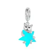 925 Sterling Silver Cat Star Charm Bead For Bracelets