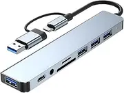 HARDYX USB C Hub 8-in-1 Multiport Adapter, Type-C Docking Station with USB 3.0, 4 USB 2.0 Ports, USB-C Charging & Data Port – Compatible with MacBook, iMac, iPad, Laptop, and Desktop Computers
