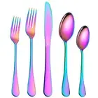 Flatware Set 20 Piece, Stainless Steel With Titanium Colorful Plated, Multico...