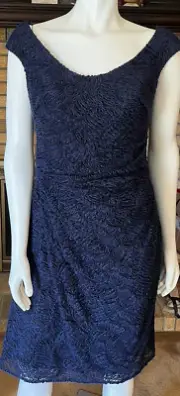 Escada Ocean Lace Appliqué Black Mesh Gathered Side Cocktail Dress NWT $2375 S36