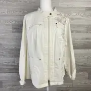 NWT Lane Bryant White Embroidered Full Zip Jacket