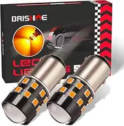 BRISHINE Super Bright 1157 2057 2357 7528 1157A BAY15D LED Bulbs Amber Yellow 9-30V Non-Polarity 24-SMD LED Chipsets with Projector for Turn Signal Lights, Side Marker Lights(Pack of 2)